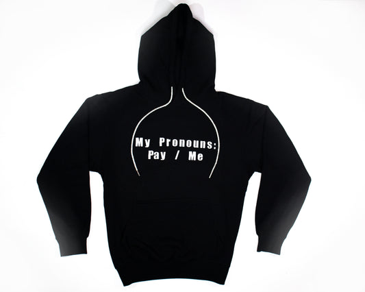 My Pronouns: Pay/Me Unisex Hoodie with rhinestone string