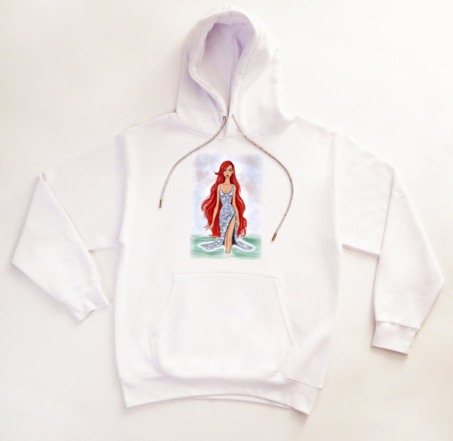 Ariel Diamond Dress Unisex Hoodie with Clear Rhinestone string