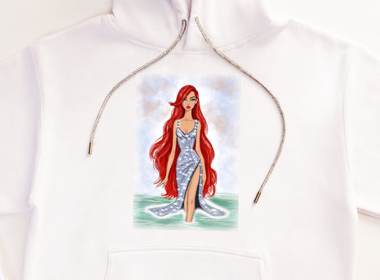 Ariel Diamond Dress Unisex Hoodie with Clear Rhinestone string